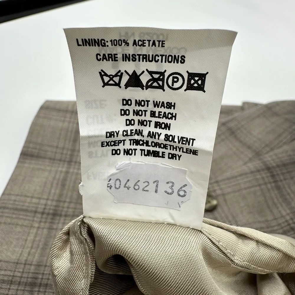 JB Britches Logan Men's Sport Coat 46R Beige Plaid Wool 2 Button Classic Fit